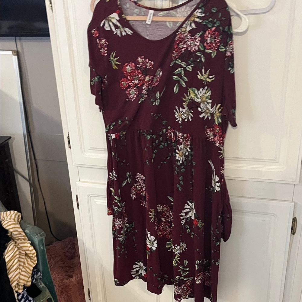 Floral Burgundy Dress-DB Moon 3x